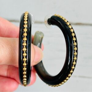 Vintage QVC Joan Rivers Classics Collection Black Hoop Earrings